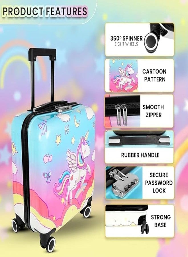 Swarn Products حقيبة سفر بعجلات من سوارن برودكتس، 8 عجلات، 15 بوصة، صلبة الجوانب، بنقشة شعار الاتحاد الطائر، حقيبة سفر صغيرة للأطفال - وردي - Image 3